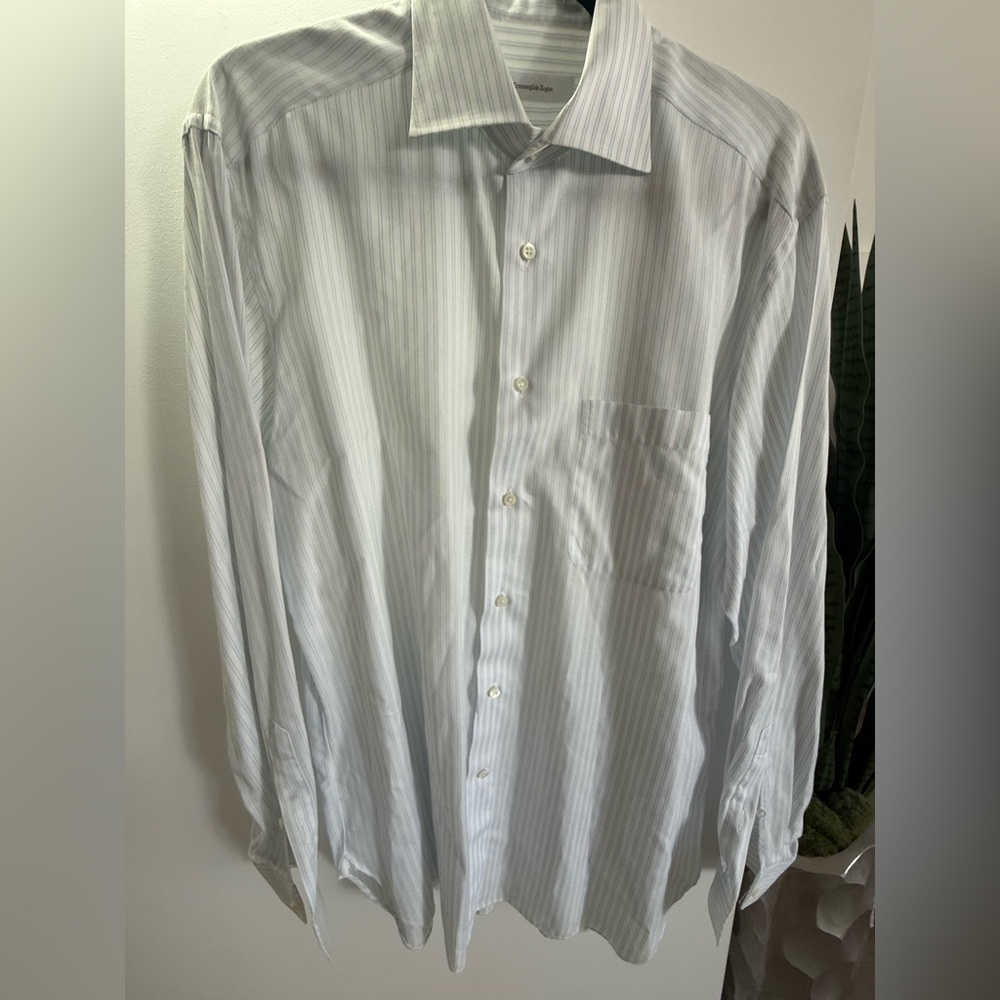 Ermenegildo Zegna Light Gray Striped Dress Shirt